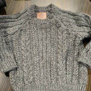 Charcoal Cable Knit Sweater with Buttons